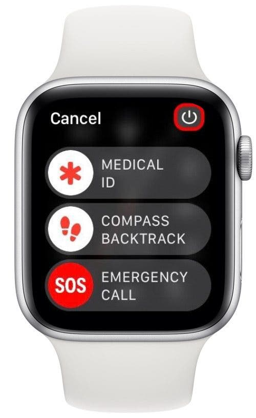 Press the power icon to turn off your Apple Watch.