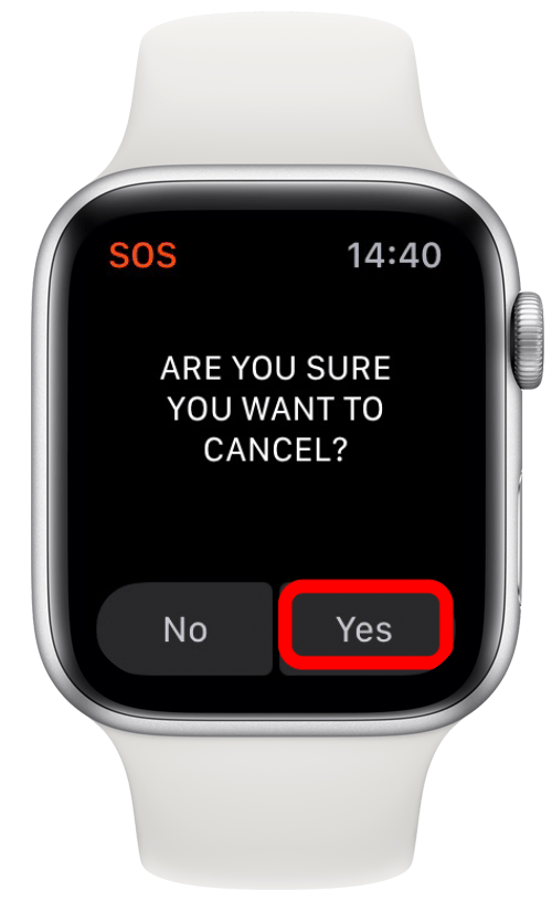 Tap Yes to confirm that you want to cancel.