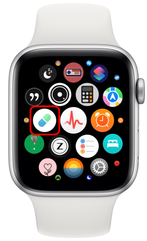 ust tap the pill icon that represents the Apple Watch Medication app