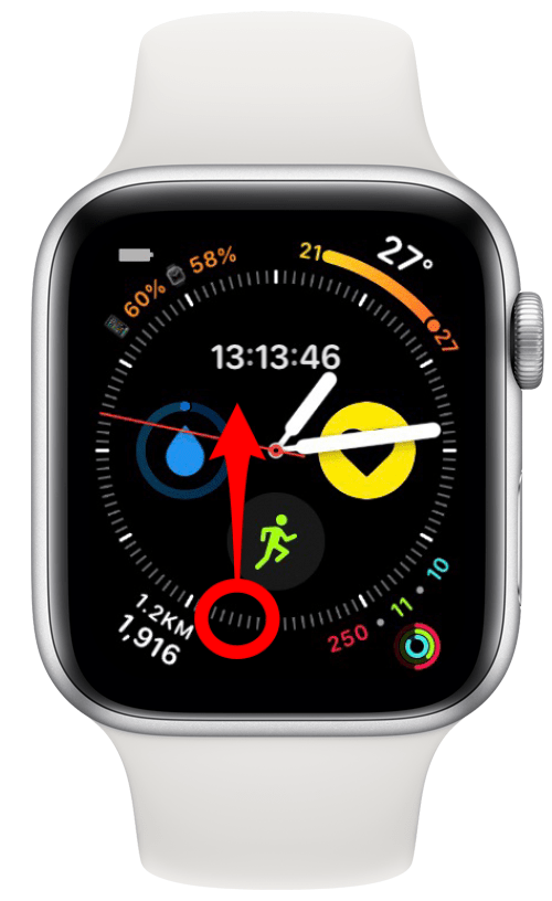 Swipe up on your Watch Face to open the Control Center.