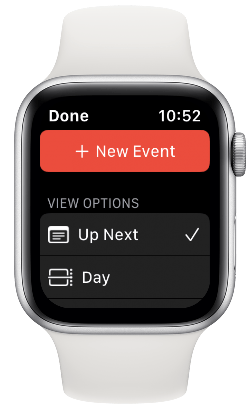 tap + new event to create a new calendar event on apple watch