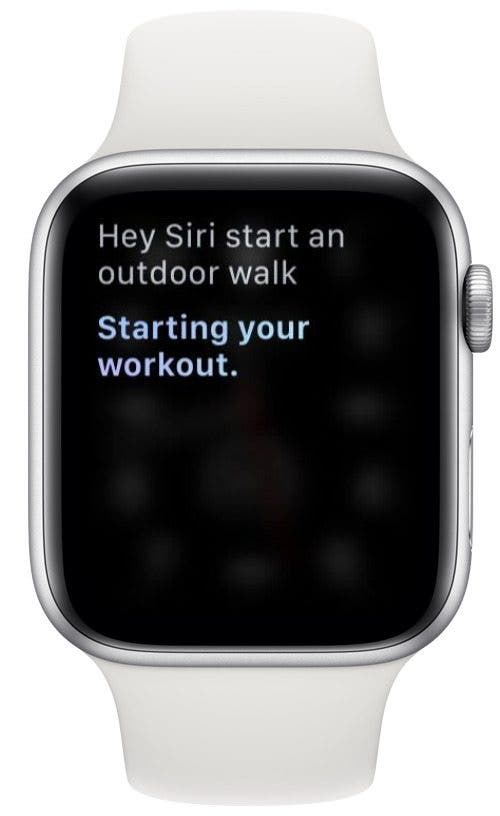 apple watch screenshot demonstrating how to ask siri to start a specific workout