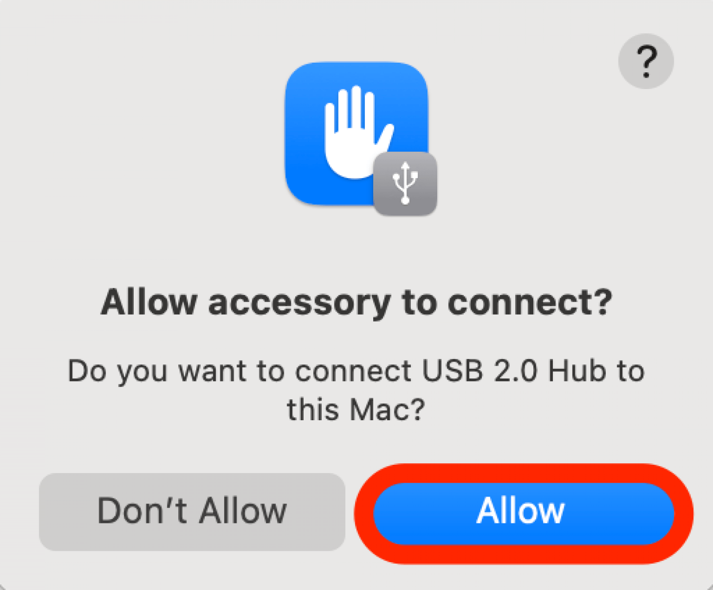 Connect your external hard drive to your Mac. You may need to Allow the harddrive access to your Mac.