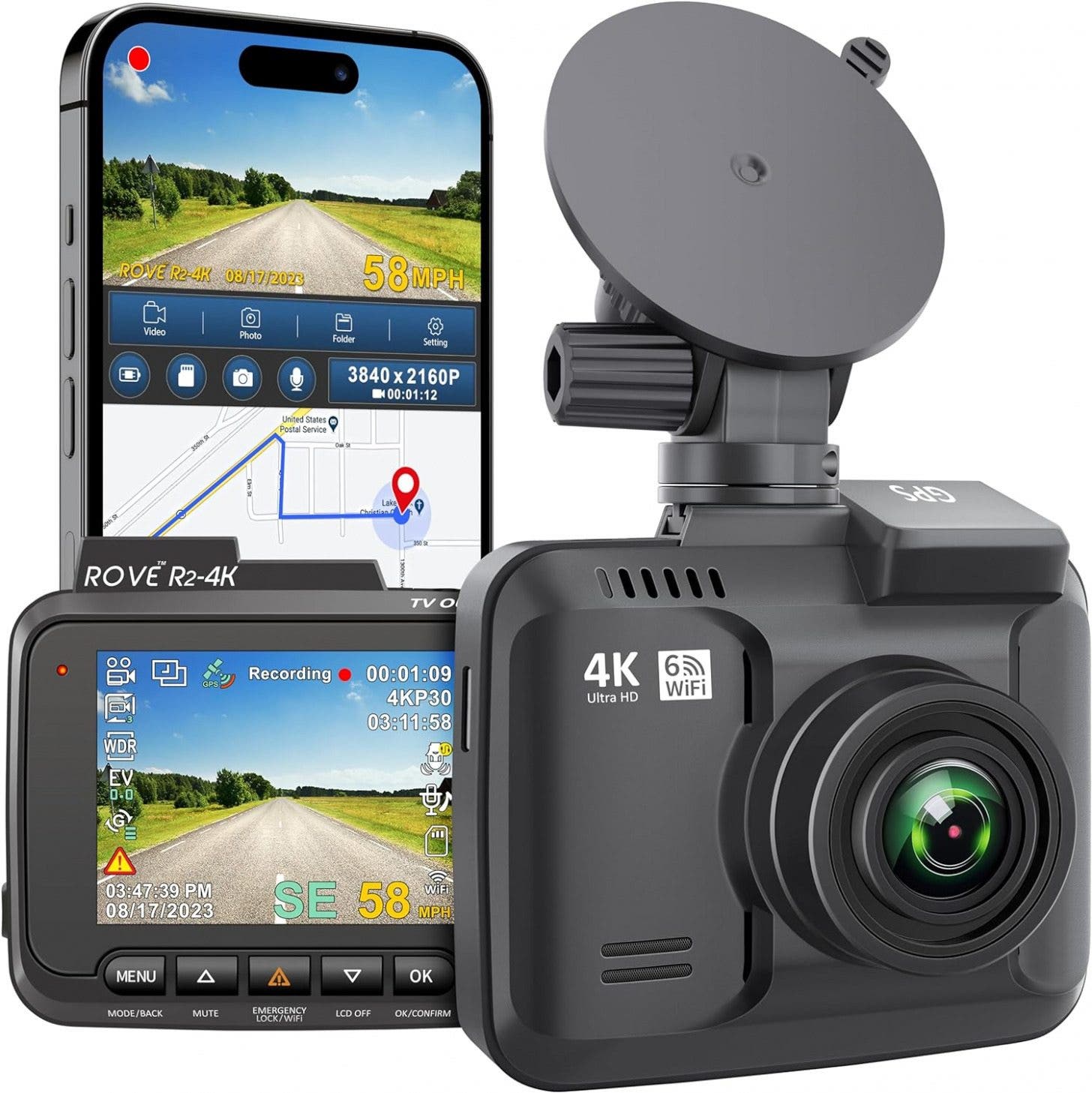 Rove R2-4K Dash Cam with Built-In WiFi & GPS (19.99)