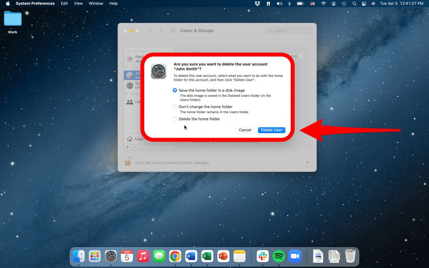 delete user on mac