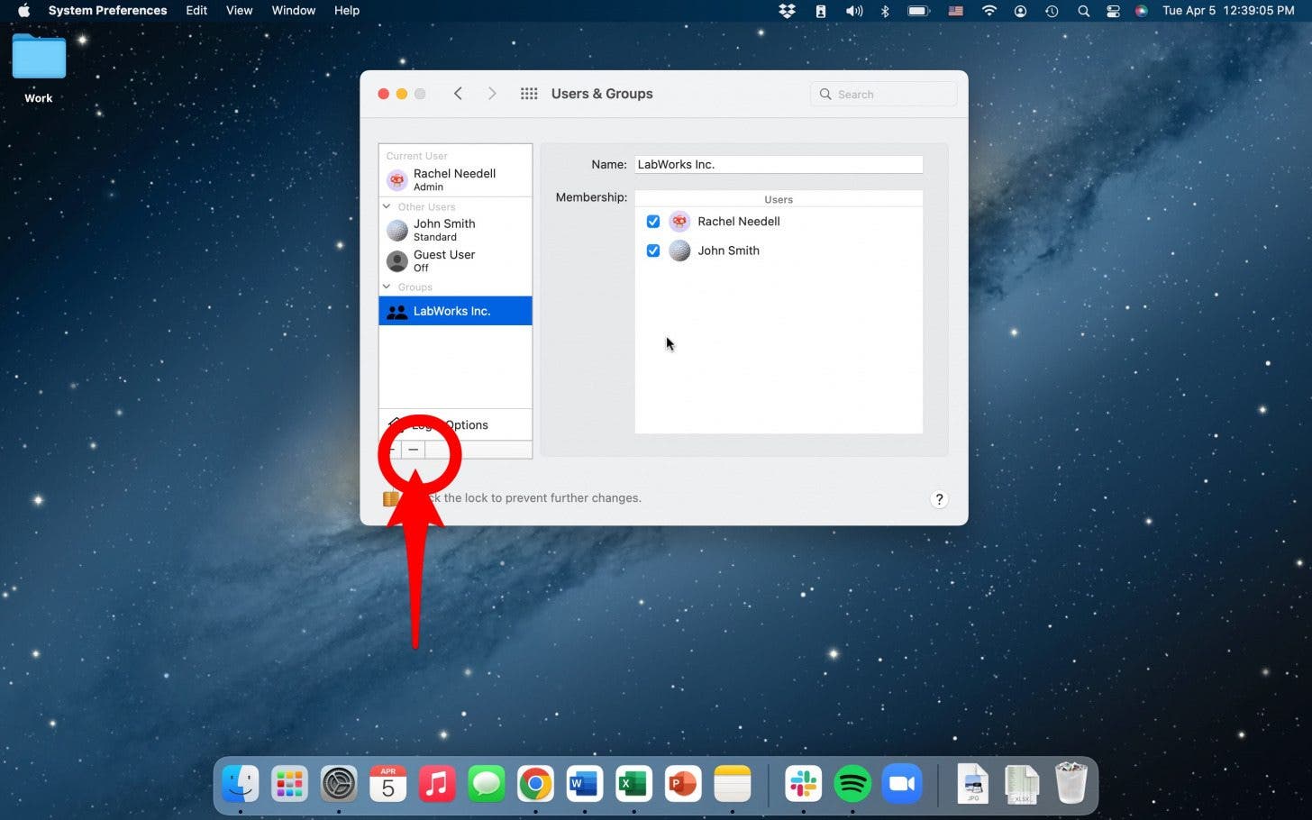 Delete a group on a mac