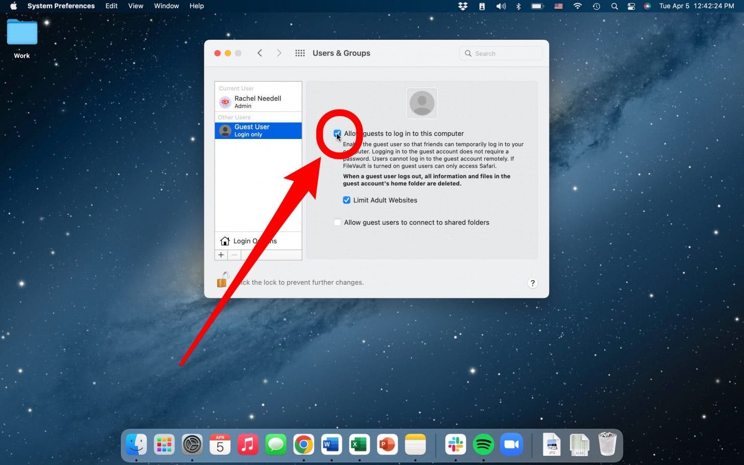 go to settings to add guest user to mac