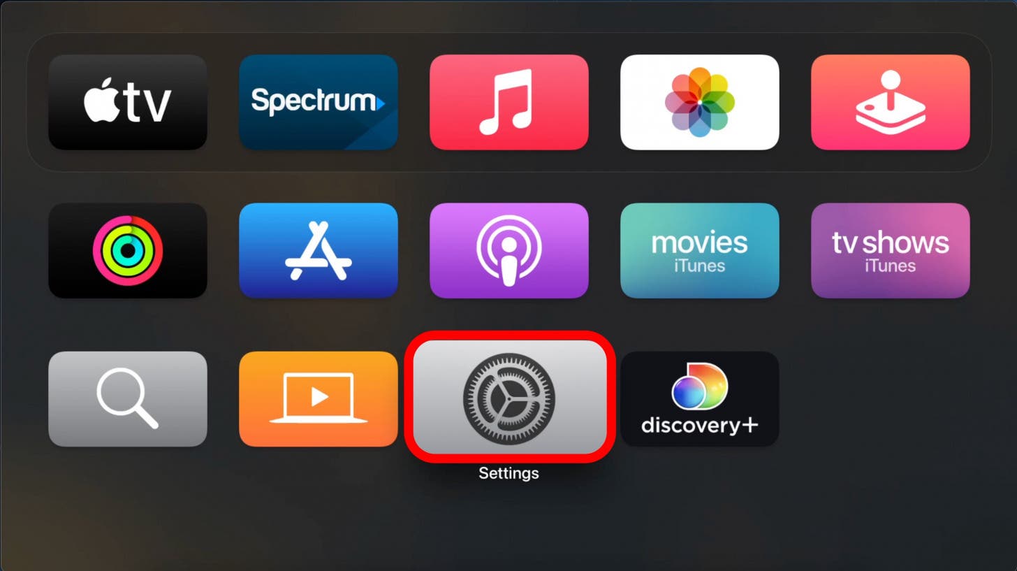 open settings in apple tv