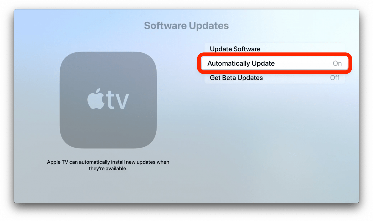 Apple TV Update Automatically