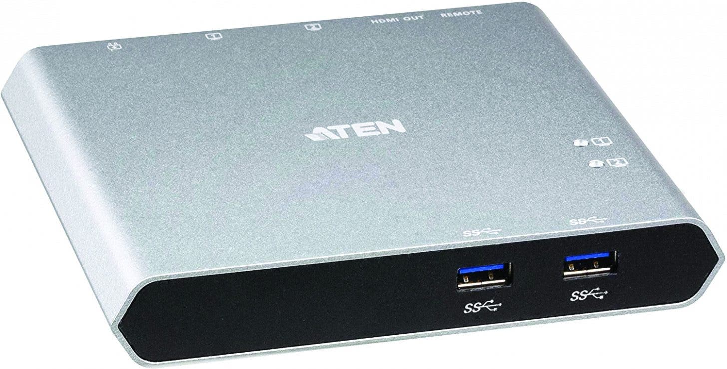 Aten 2-PortUSB-C Gen 1Dock Switch with Power Pass-through