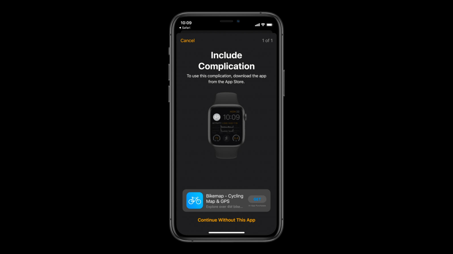 Apple WatchOS7 Download a complication prompt