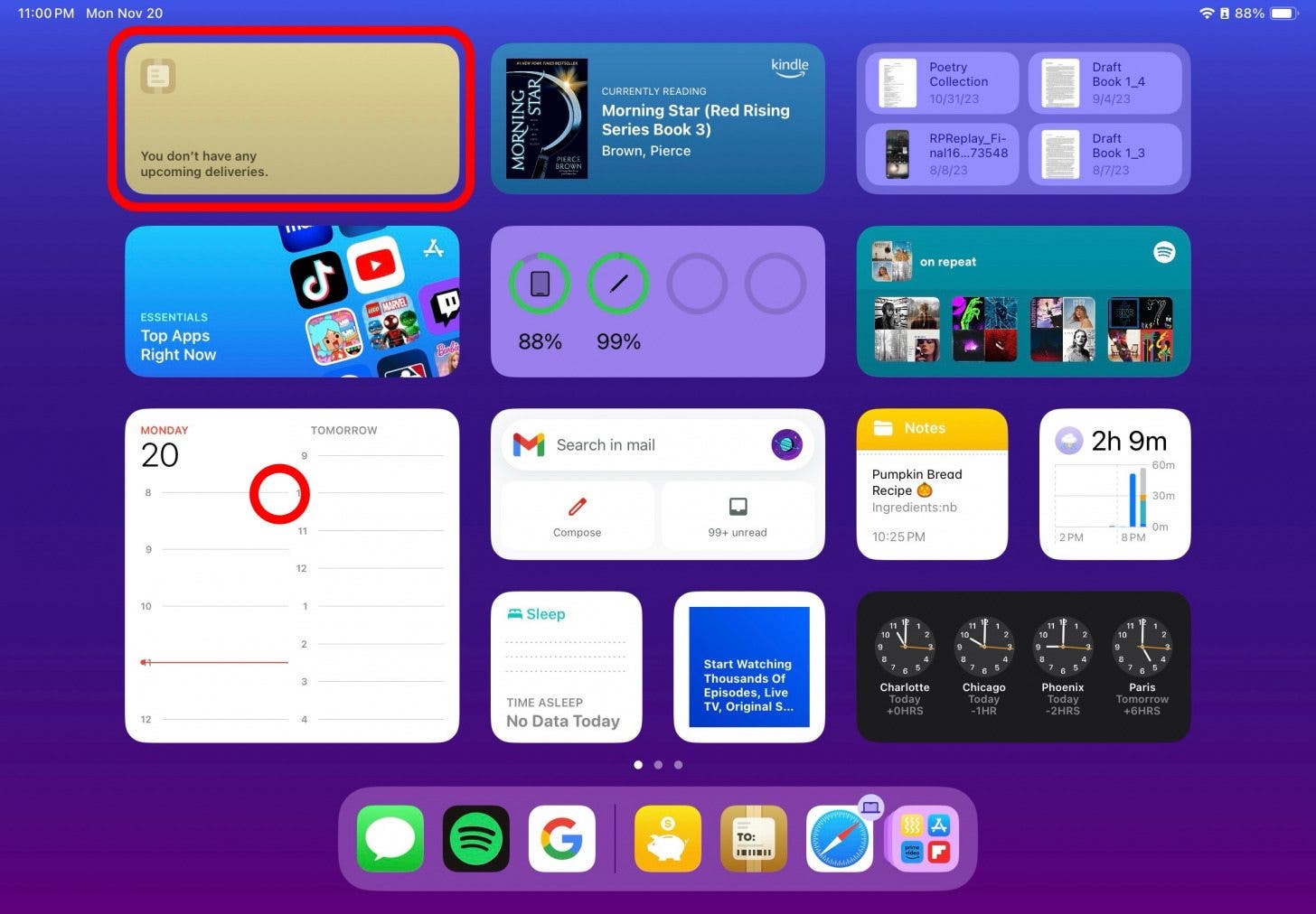 widgets on ipad