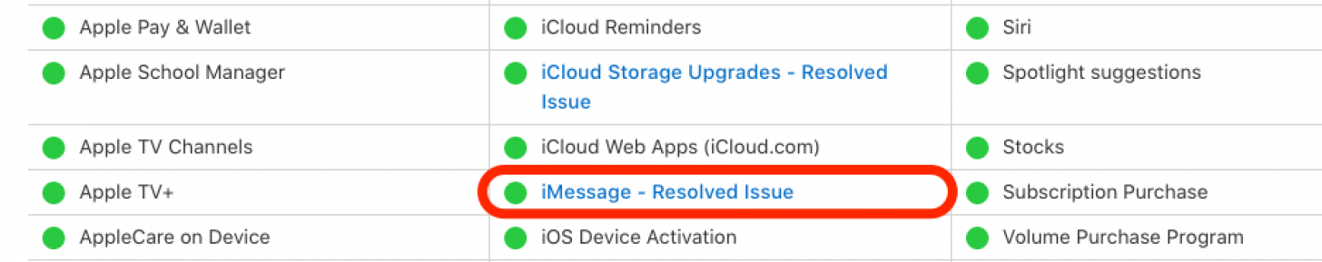 check apple system status imessage