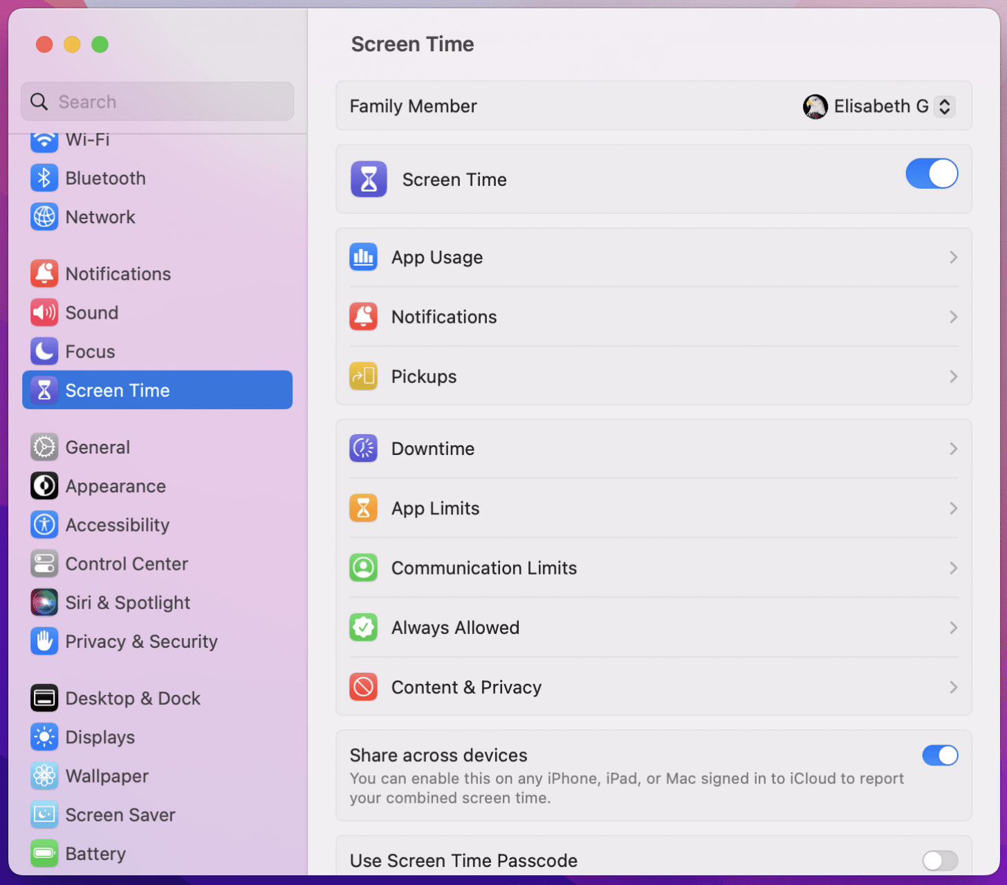 click screen time on macbook or mac