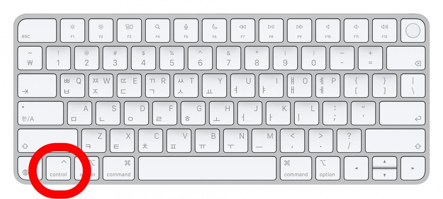 control key on mac keyboard