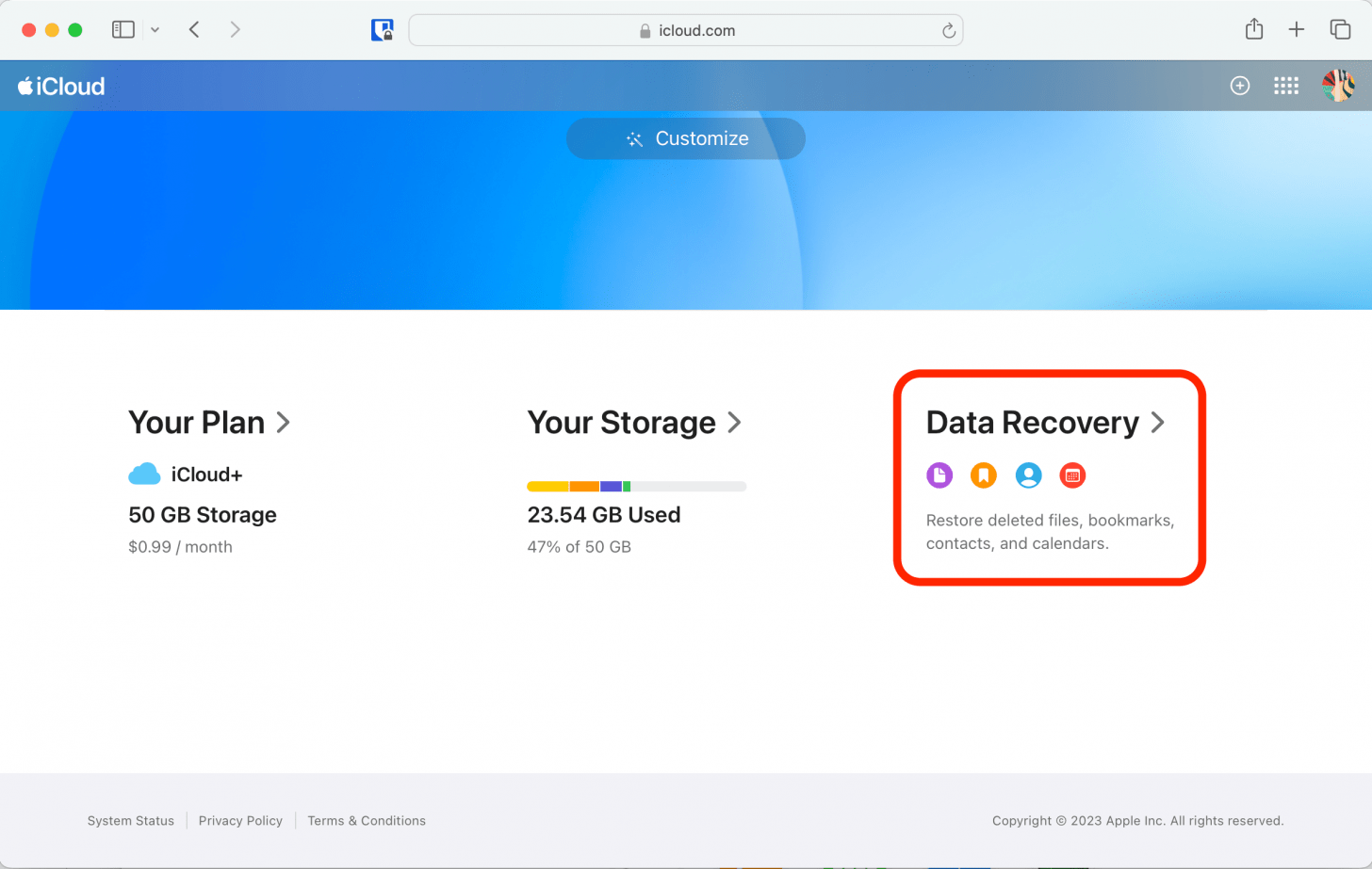 Click Data Recovery.