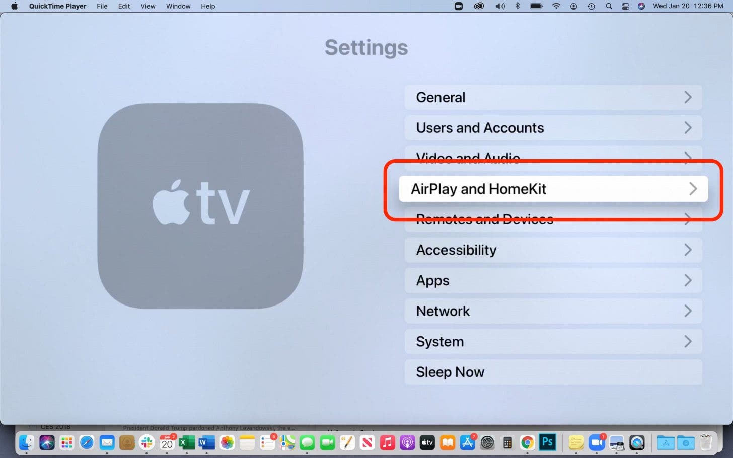 Select AirPlay and HomeKit