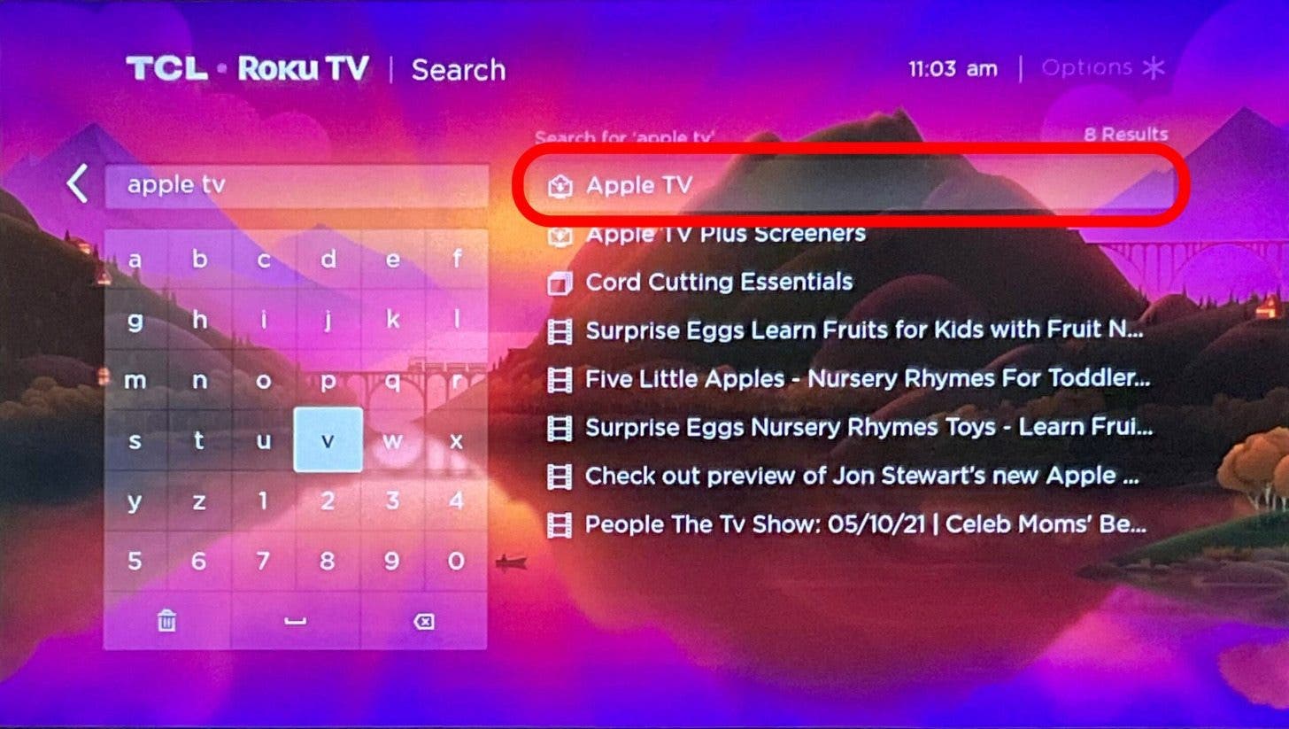 Scroll down and select Search - can you get apple tv on roku