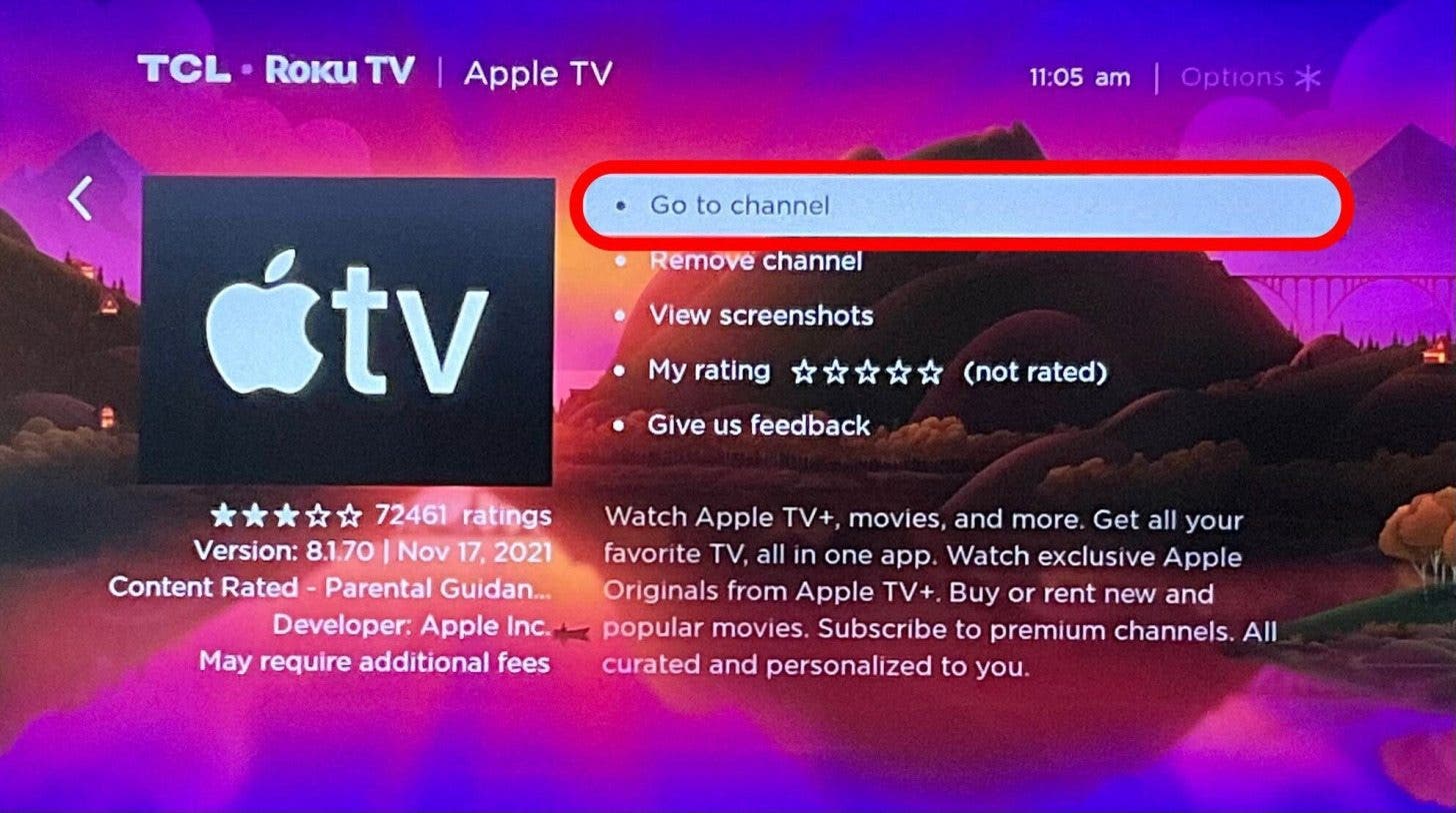 If your device gives you the Go to channel option, select it.