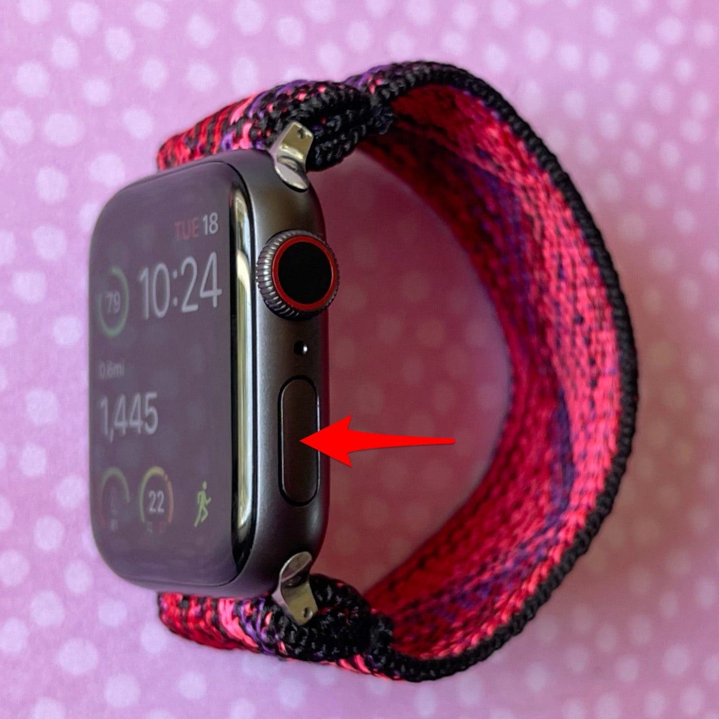 Double-click the side button on the Apple Watch.