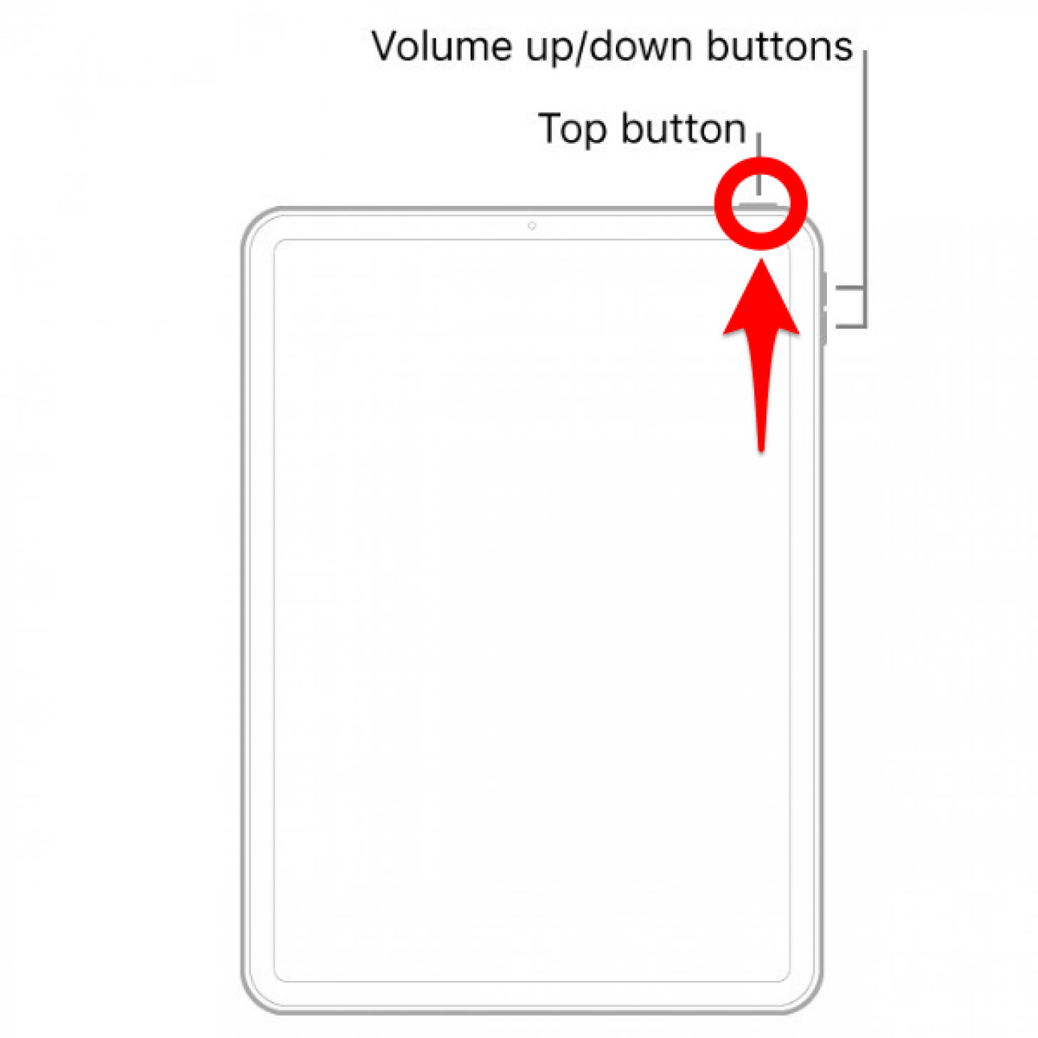 Press and hold the top button - reboot ipad frozen