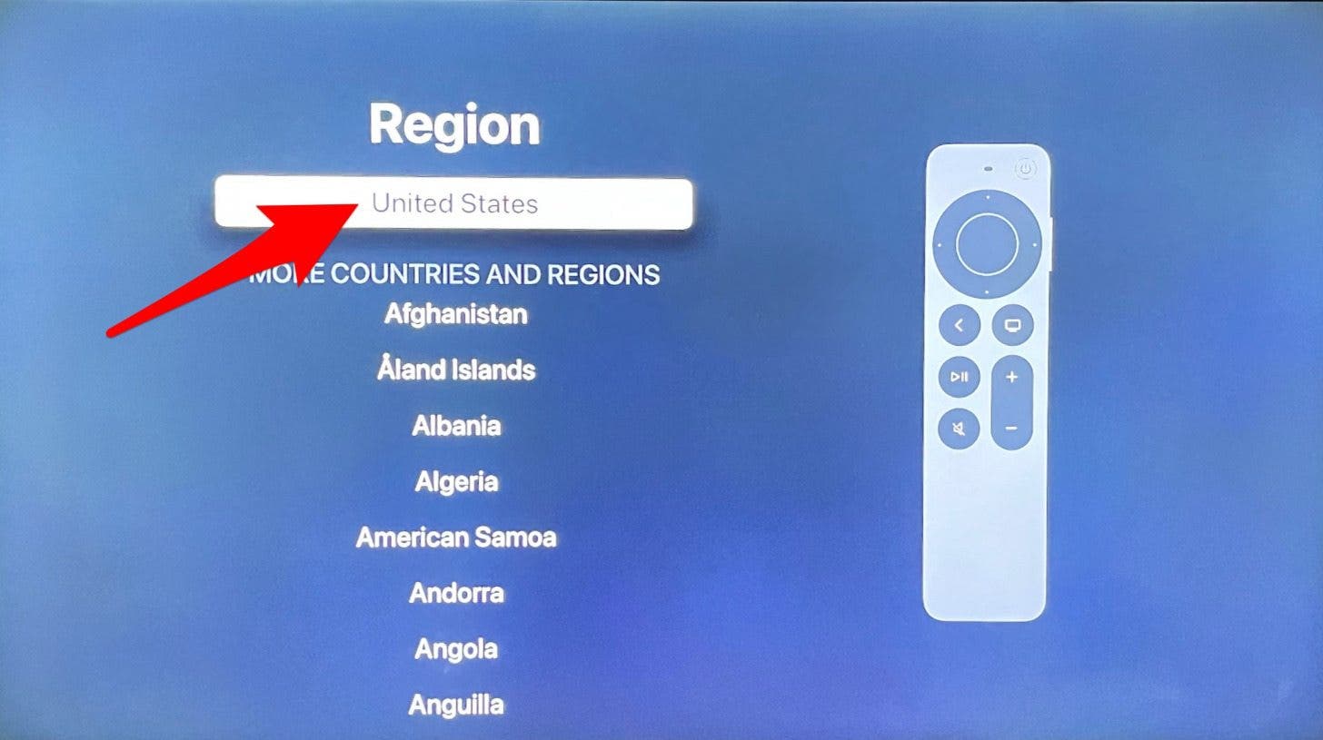 Select your region.