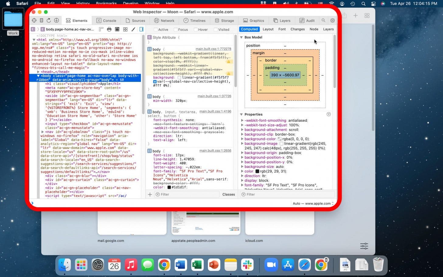 you will be able to inspect a web page on your iphone on the mac