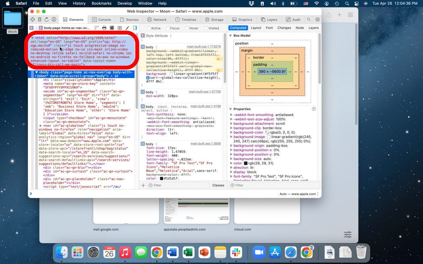 hover over the code to see it highlighted in blue on the iphone