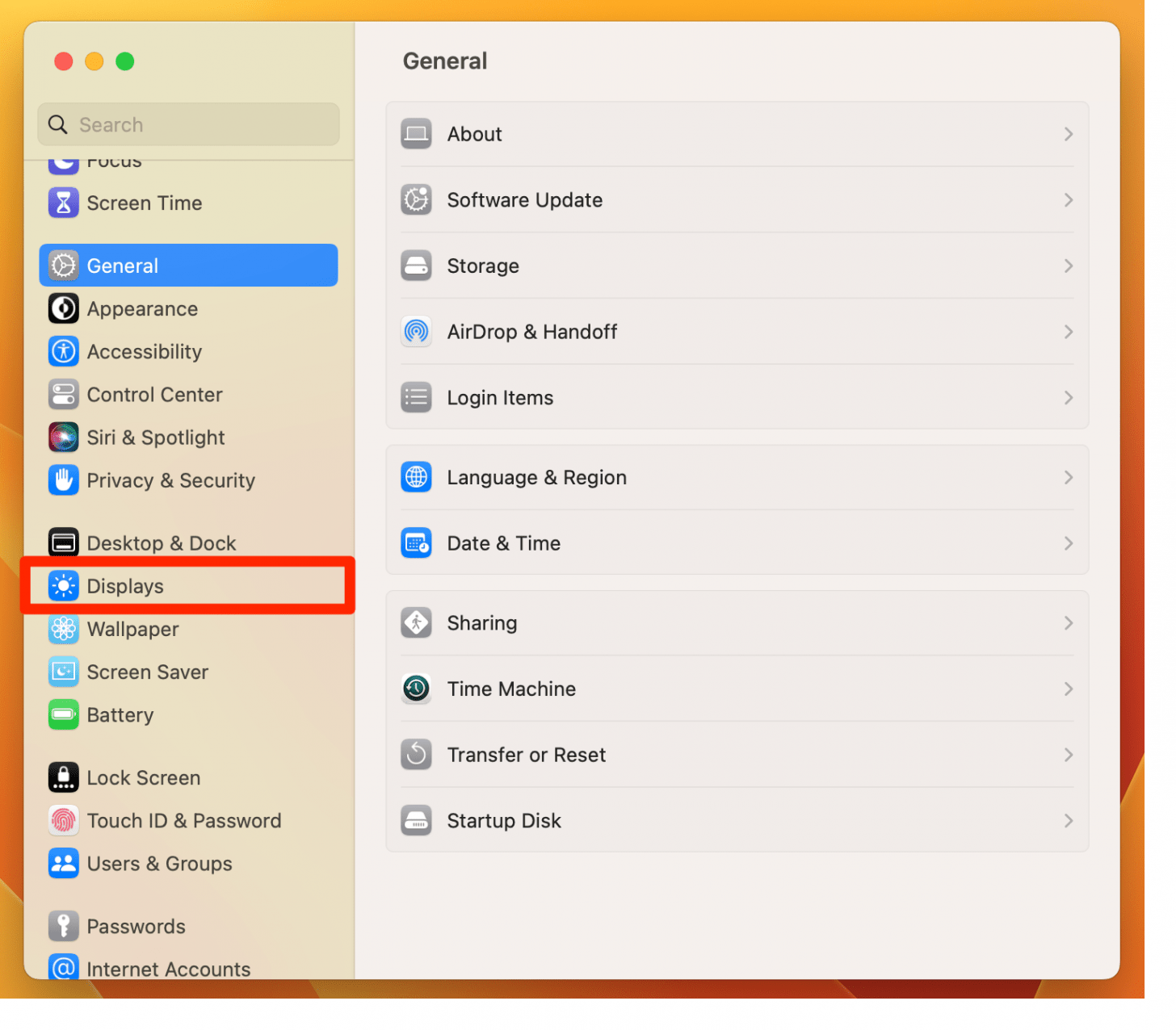 Click Display in Mac settings