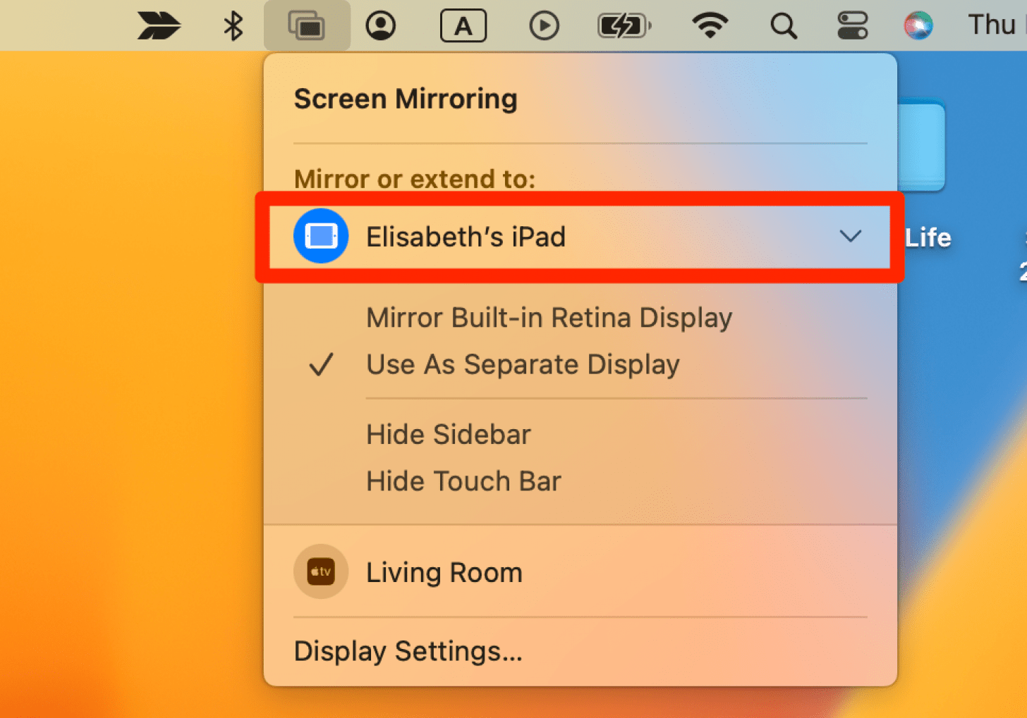 Click iPad to deselect