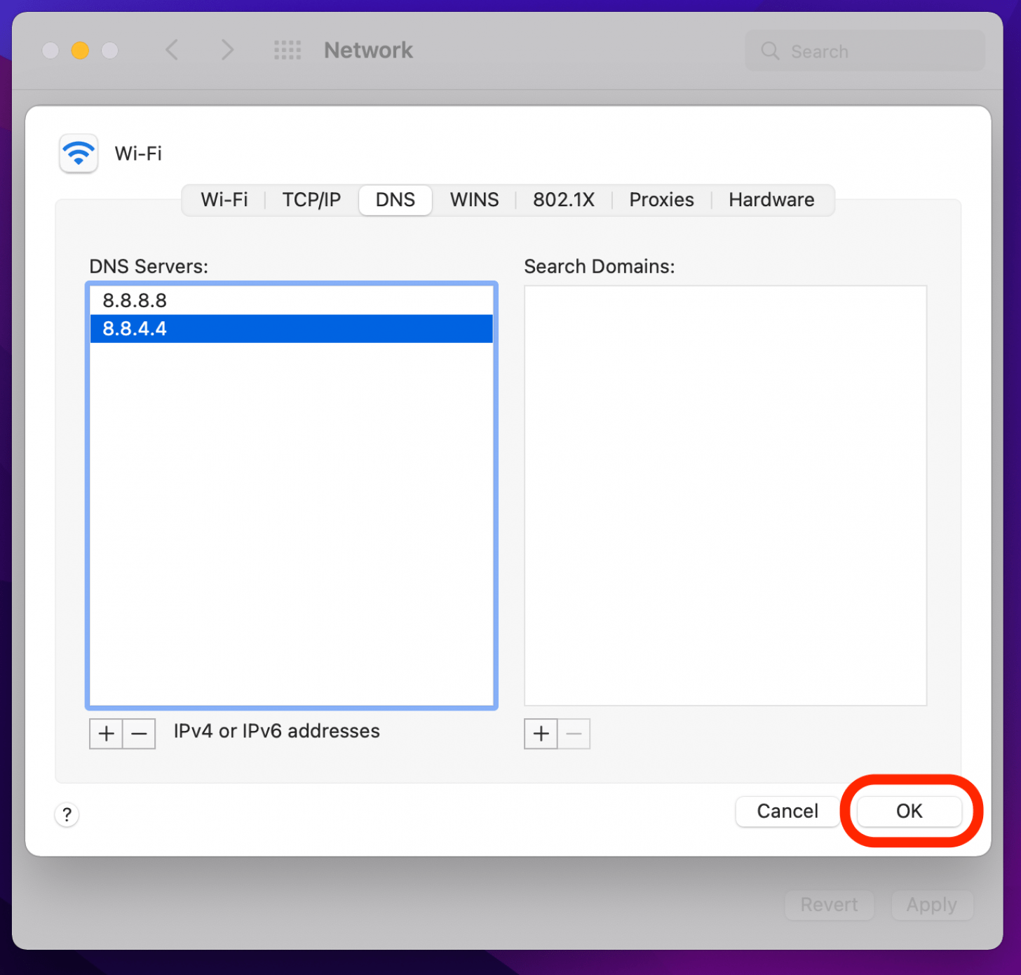 click ok to save to add server when safari not working on mac