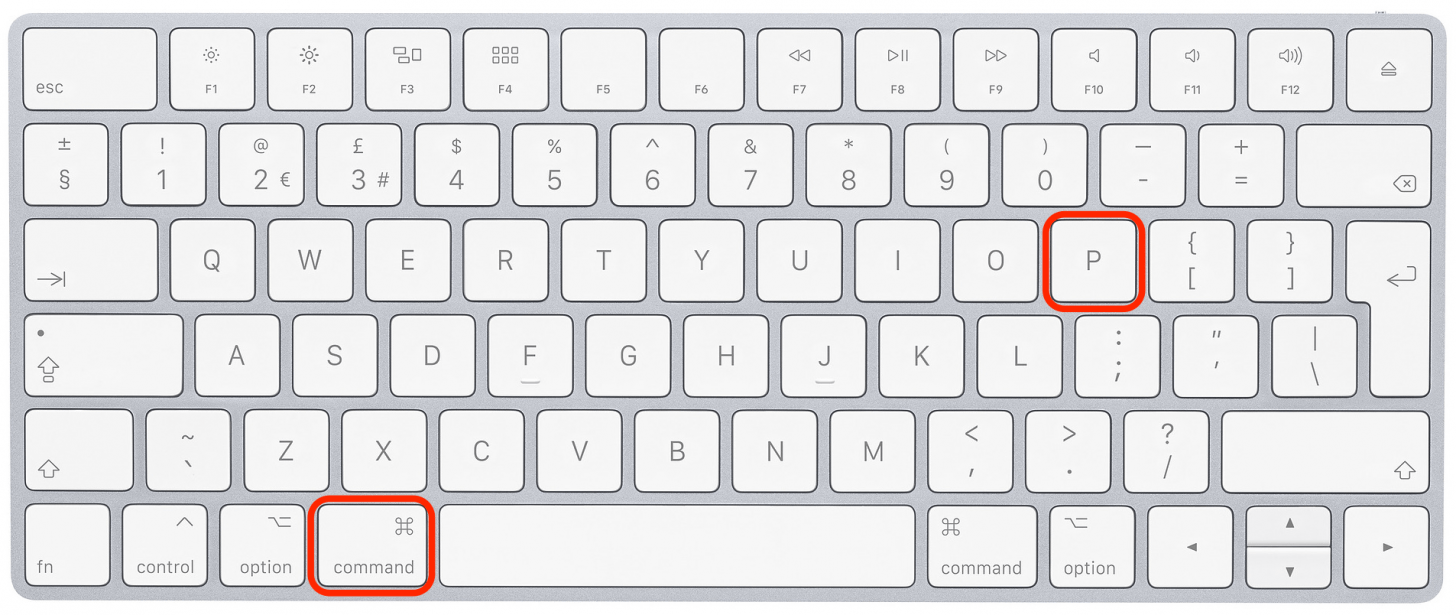 Use the print shortcut by pressing Command + P. 