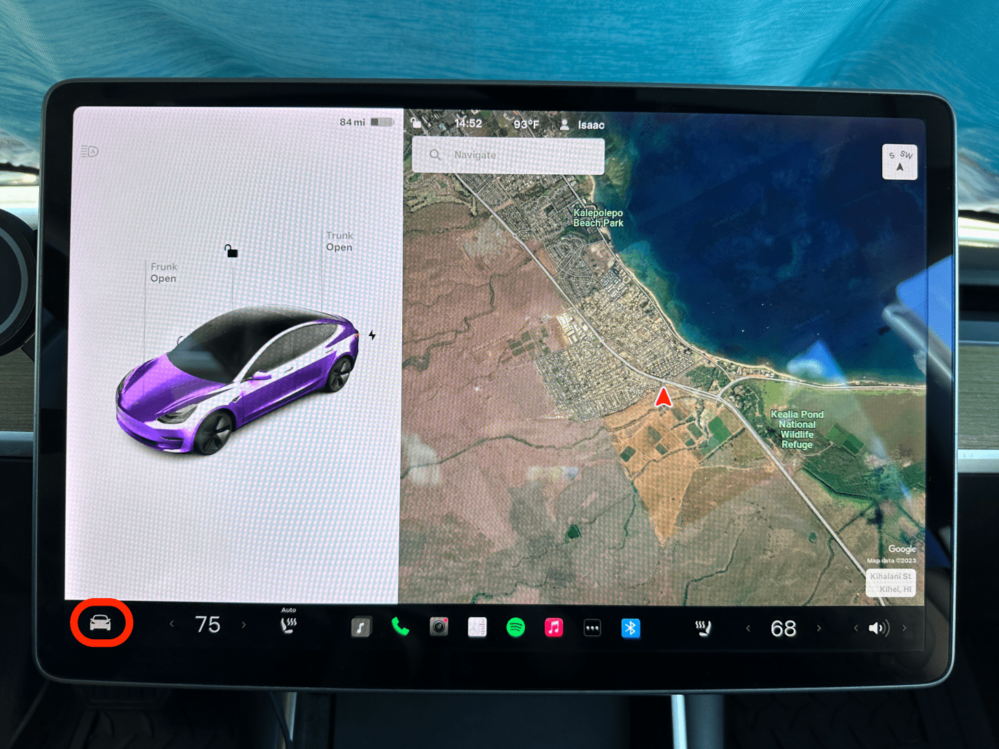 Tap the car icon in the bottom left of your display.