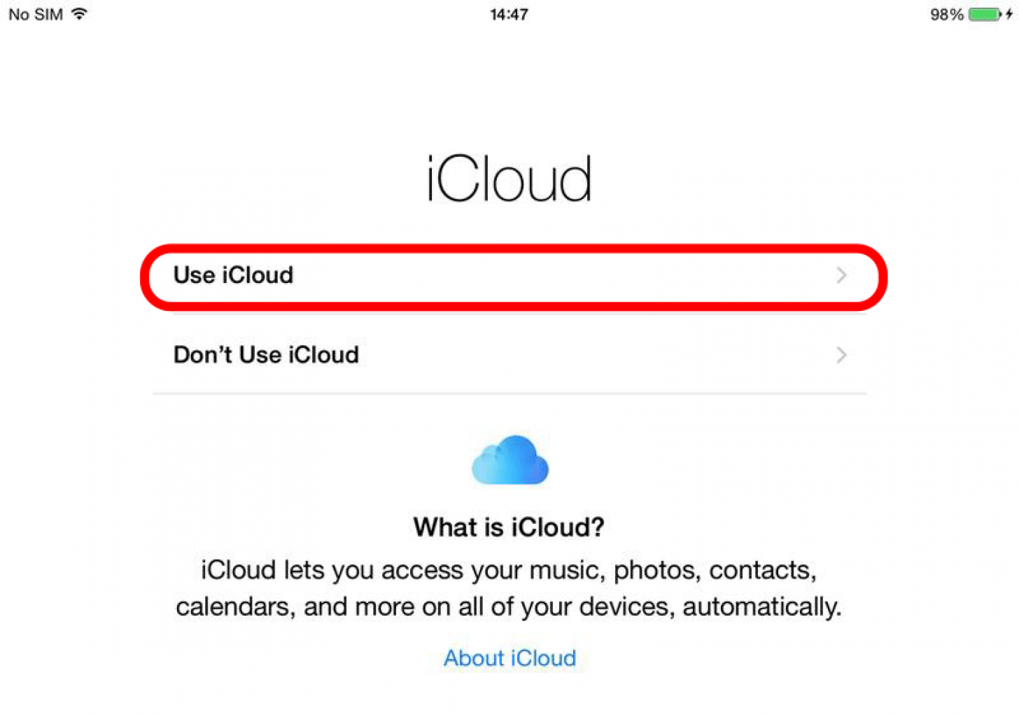 Sign in to iCloud on your new iPad with your Apple ID and password. 