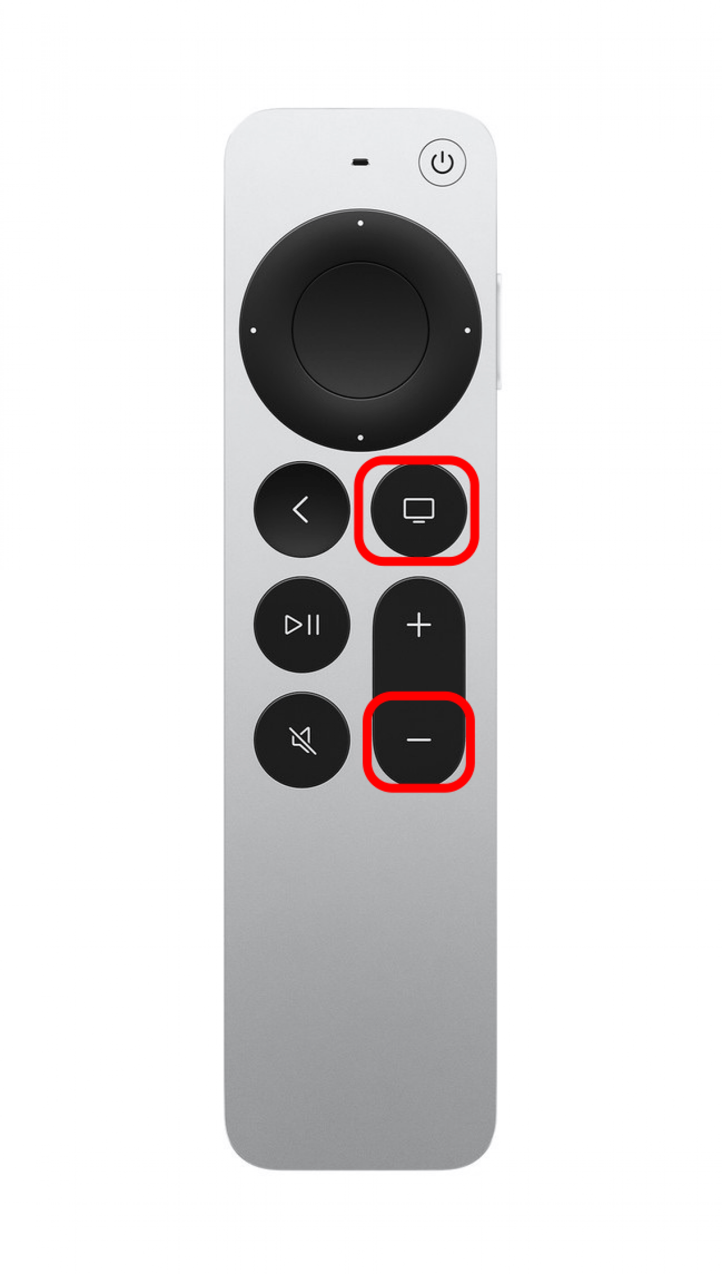 Press and hold the TV and volume up buttons simultaneously for at least five seconds.