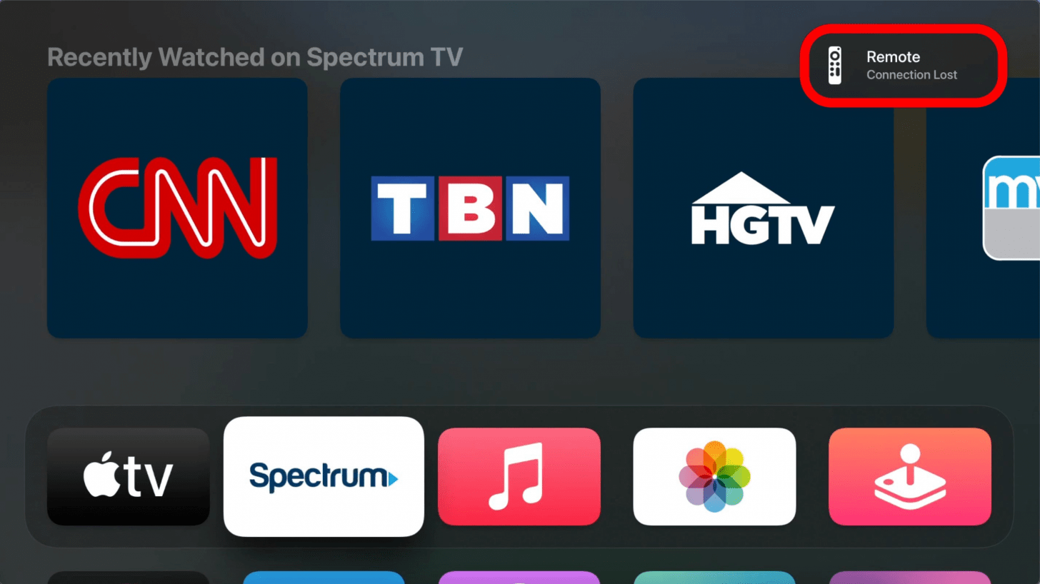 Once you see a Connection Lost notification on your screen, you'll know that your Apple TV remote is resetting.