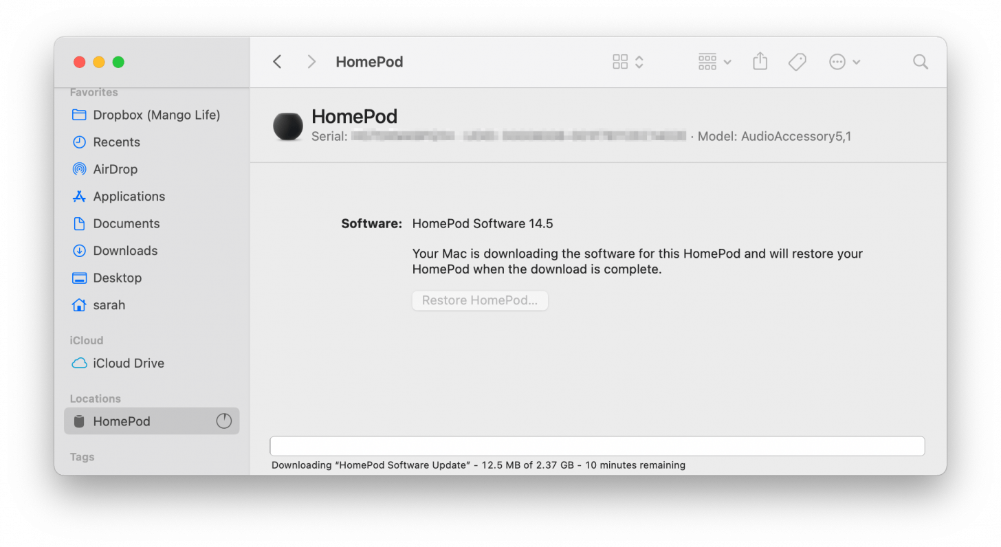 Reset HomePod mini by Connecting to Mac via USB-C cable