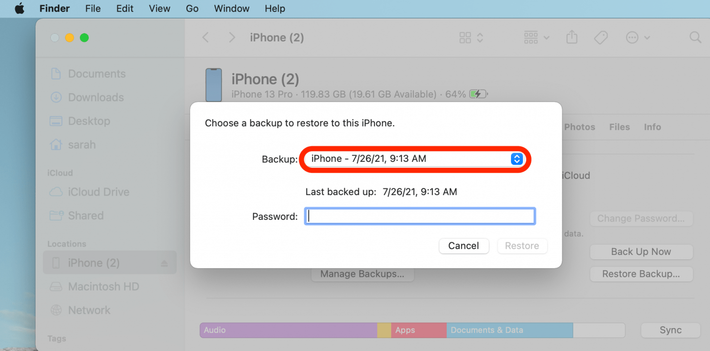 restore iphone backup