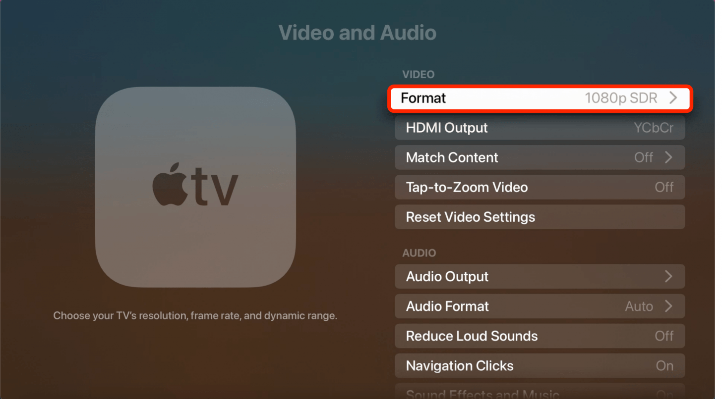 Under Video, select Format.