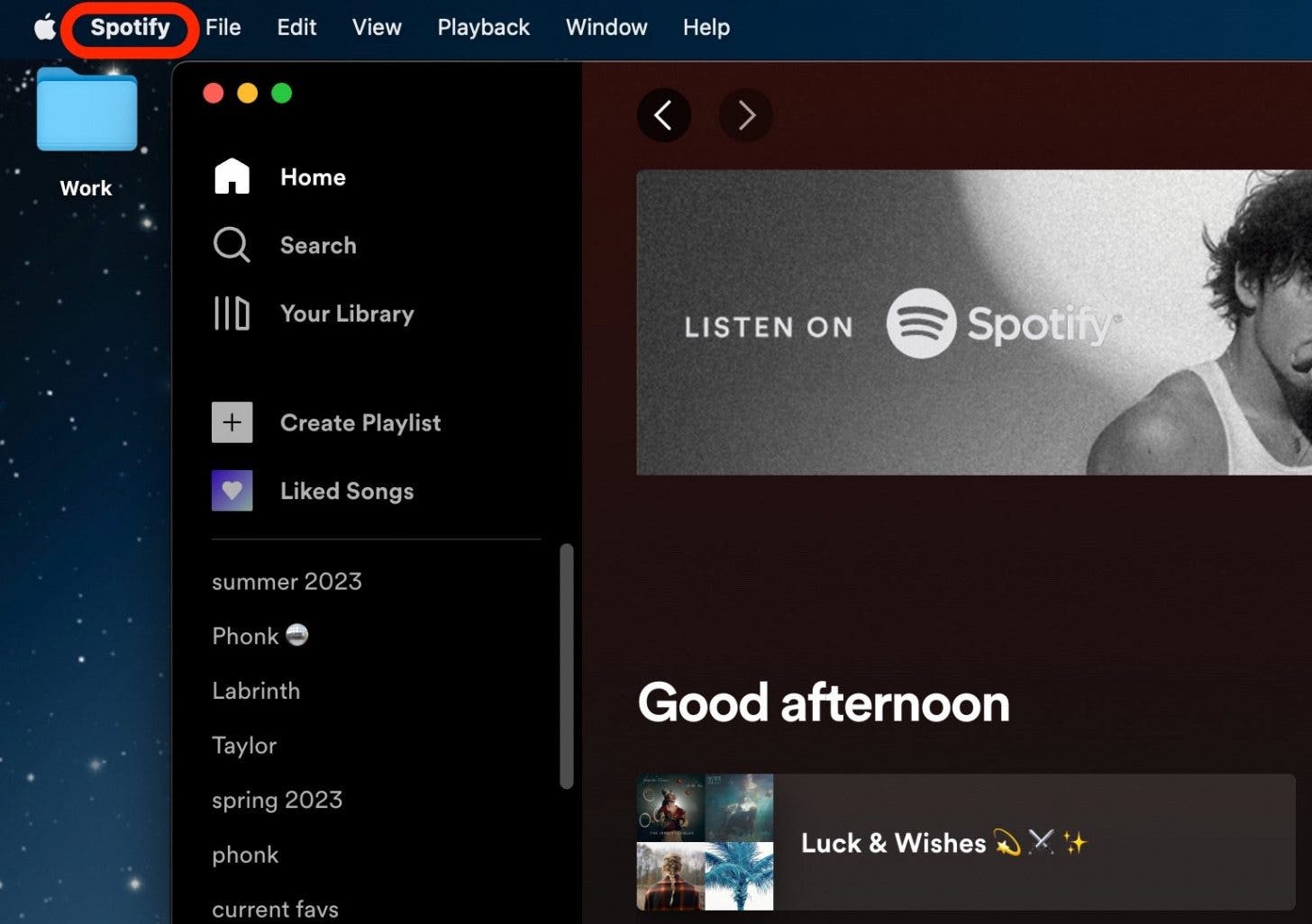 Click Spotify from the top navigation bar.