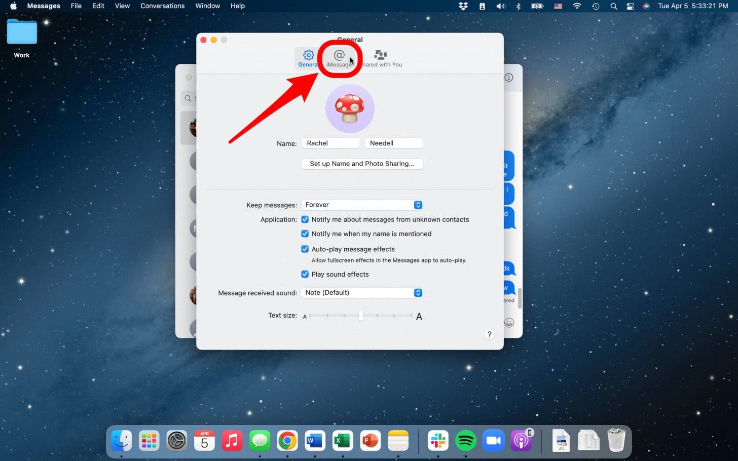 Edit iMessage settings on Mac