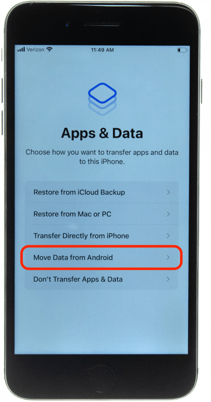 Select Move Data from Android - transfer apps from android to iphone