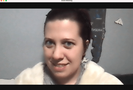 Downward camera angle during video call