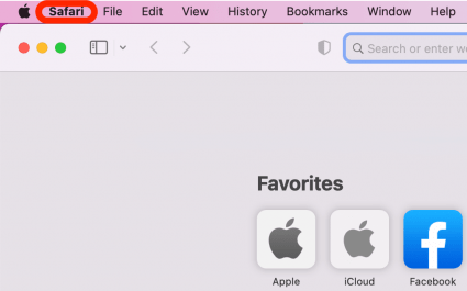 Click to open the Safari dropdown menu.