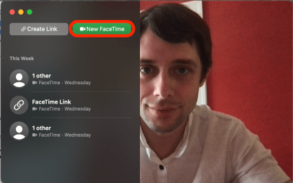 Click New FaceTime (or you can also use Create Link to start a call).