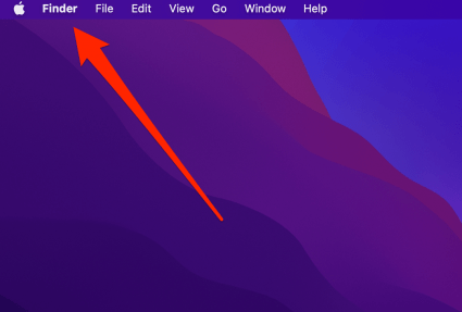 Click Finder in the top menu. 