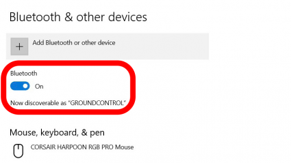 If the toggle is not blue, click it to enable Bluetooth.