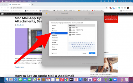 Select the language you wish to add to your Mac keyboard