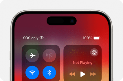 iphone control center with SOS only in the upper left corner