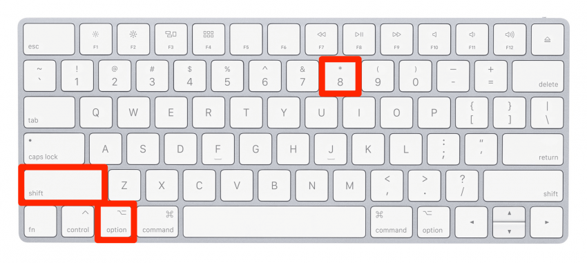 mac shortcut for degree symbol